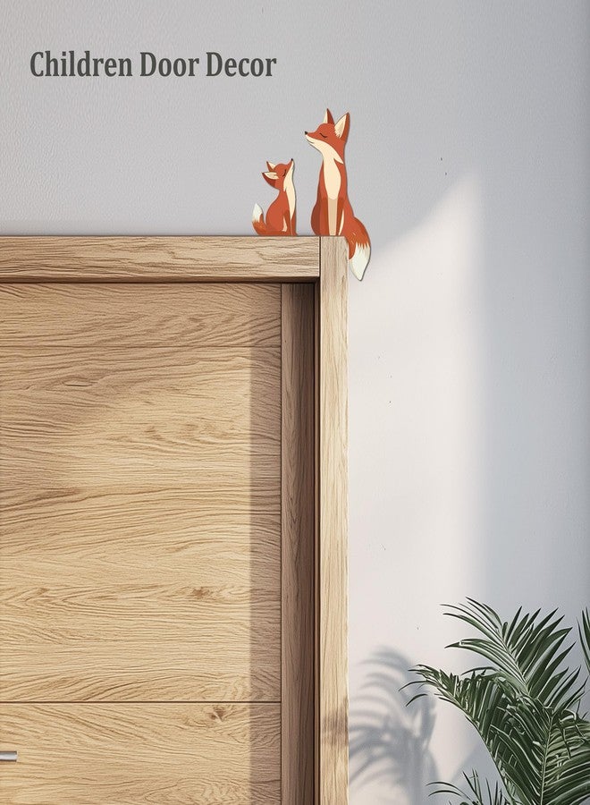 ZEARPT 2 Cute Wooden Foxes Door Topper Home Frame Decor Little Fox Door Corner Thanksgiving Gift for Mom/Dad Woodland Nursery Art 8 inches - Image 4